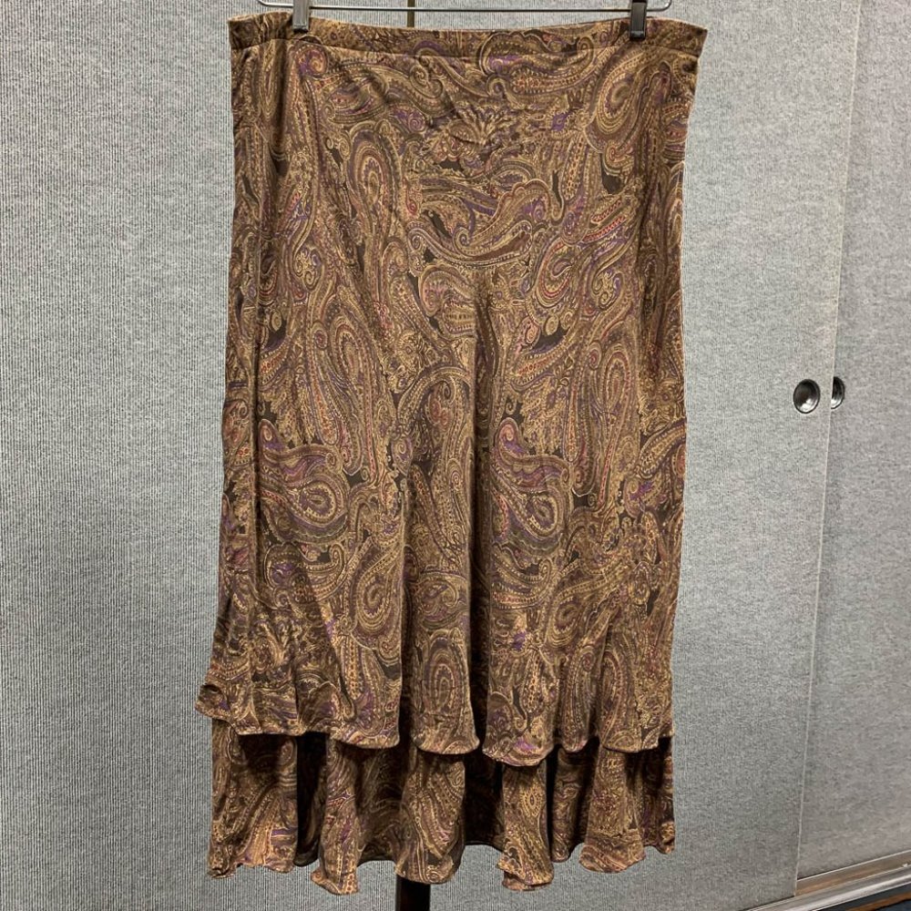 Vintage JNY Paisley Silk Tiered Skirt 22